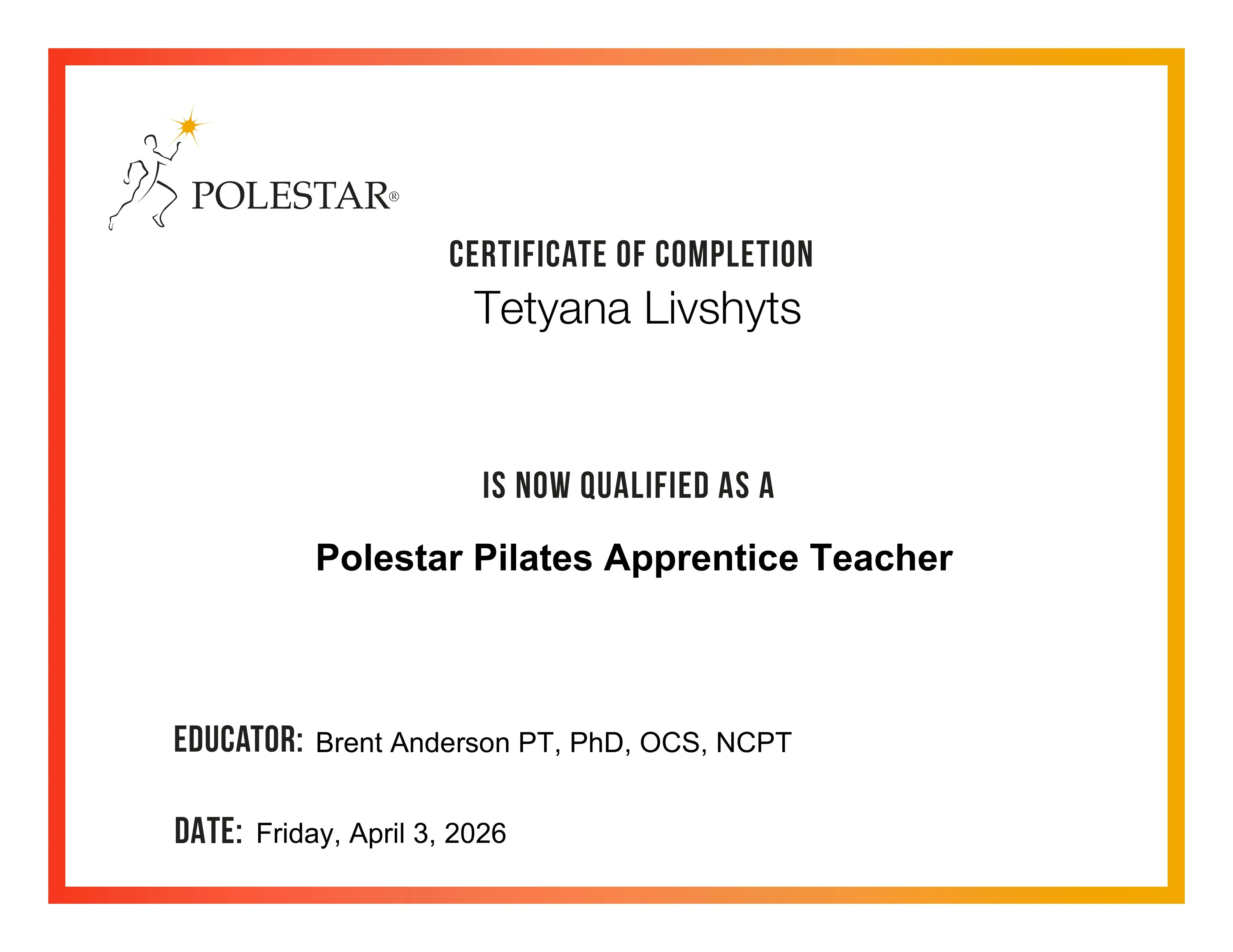 Polestar Pilates Teacher